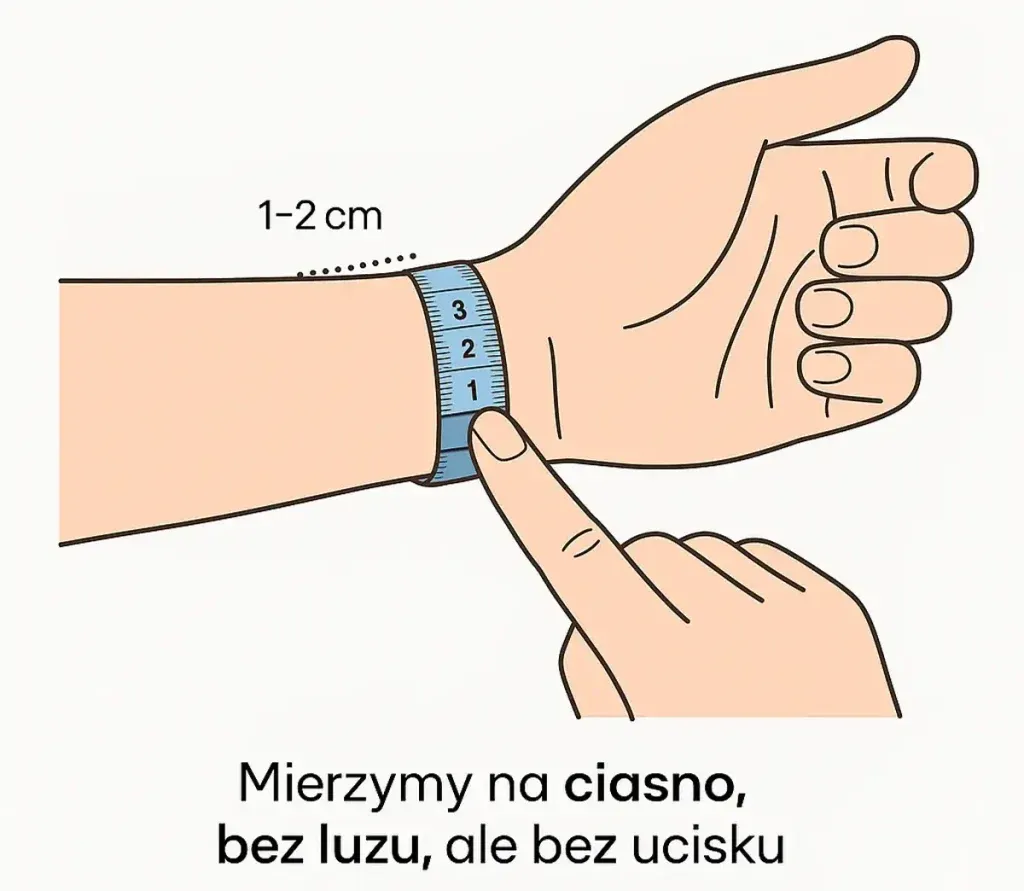 jak zmierzyć nadgarstek miarką krawiecką