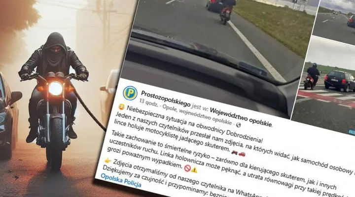 holowanie motocykla zakaz mandat