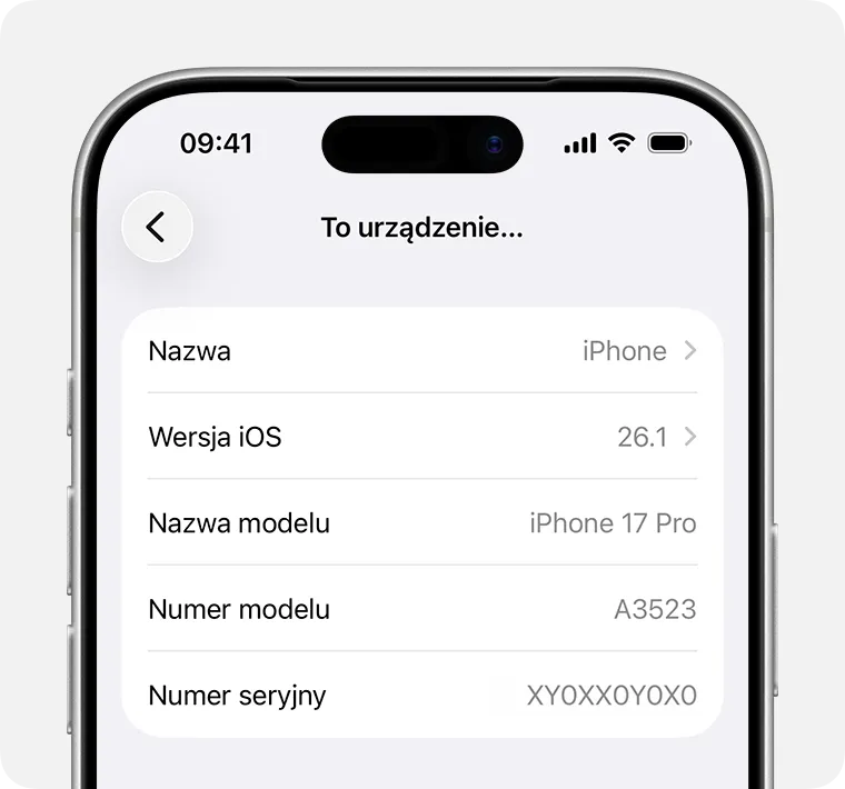 gdzie znaleźć numer seryjny iphone ustawienia