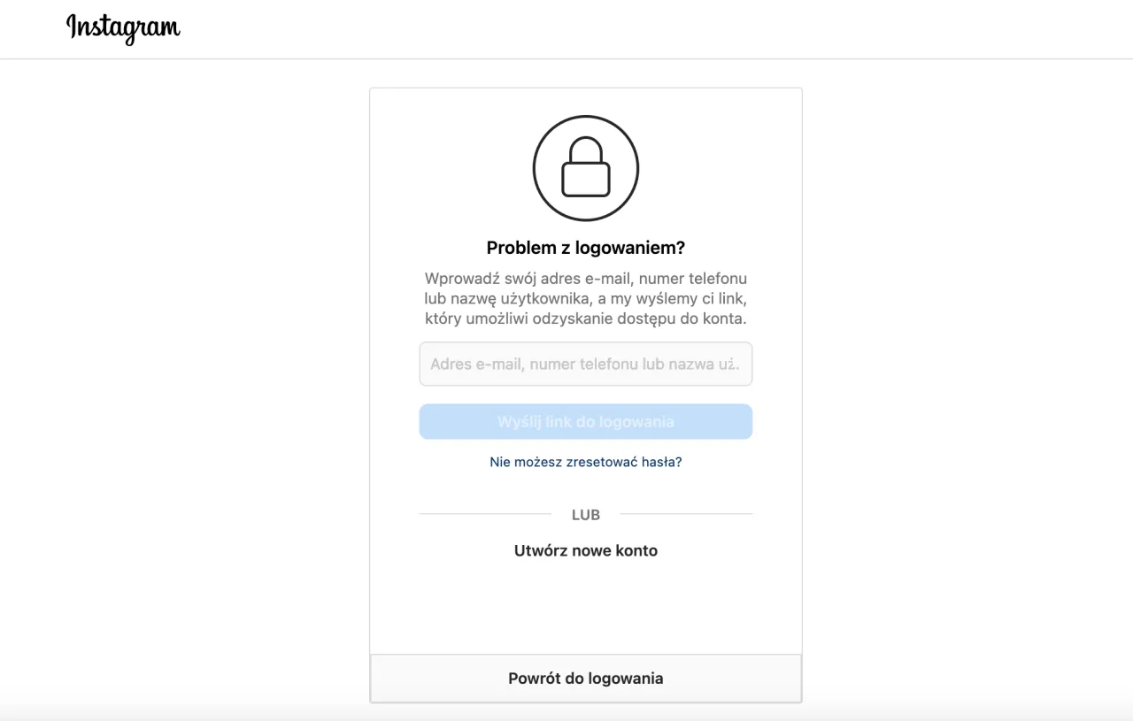 Instagram resetowanie hasła krok po kroku