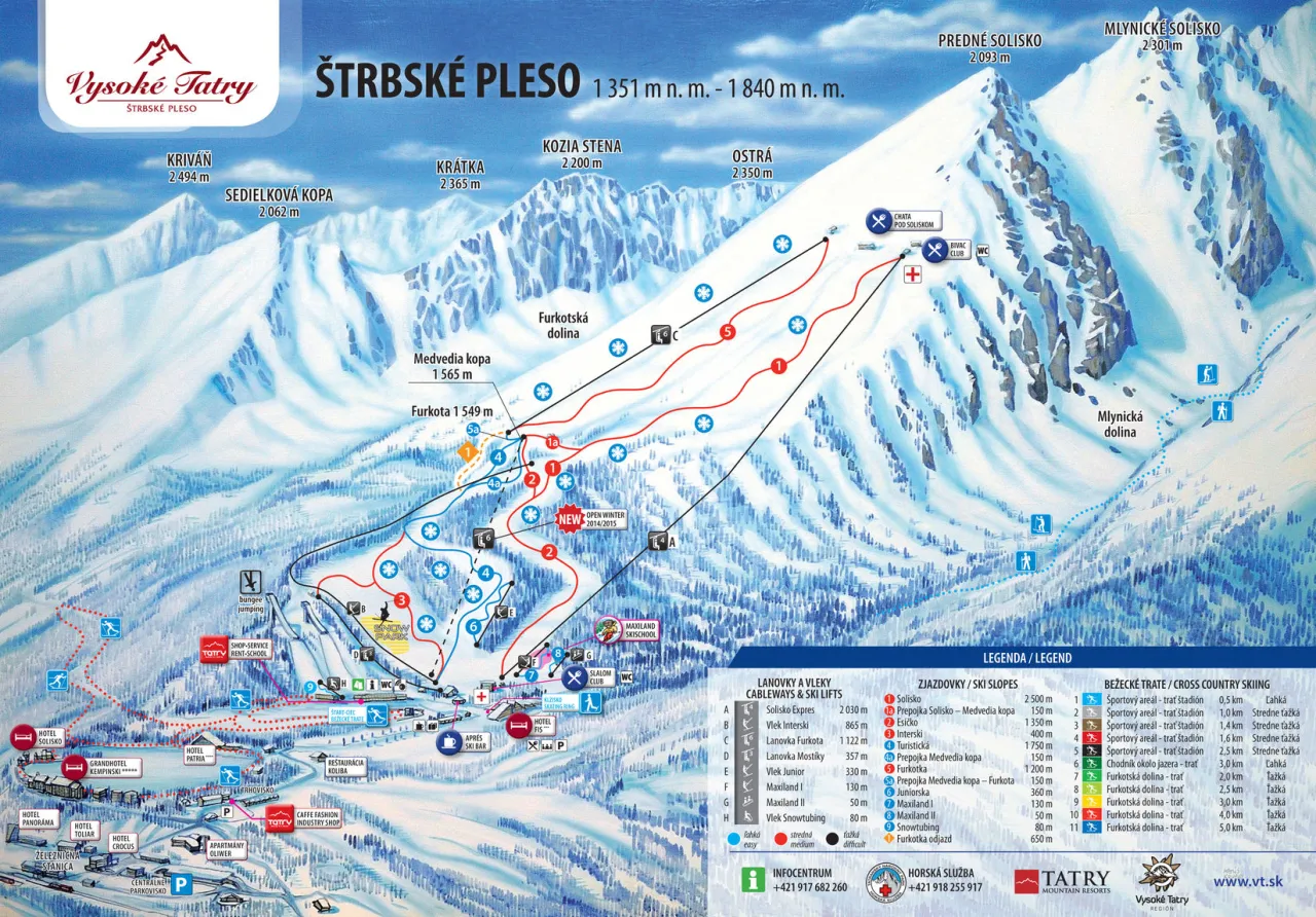 &Scaron;trbsk&eacute; Pleso snowpark mapa
