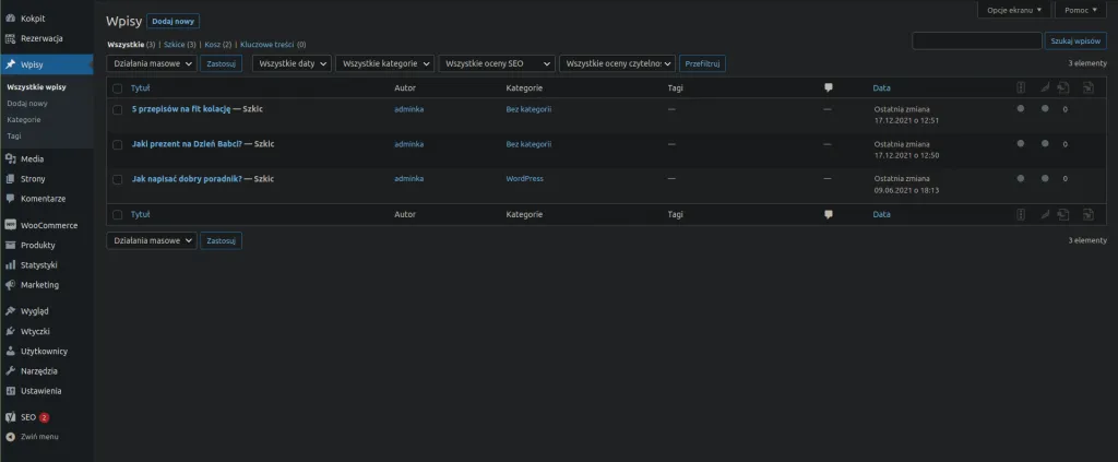 WordPress strona vs wpis r&oacute;żnice