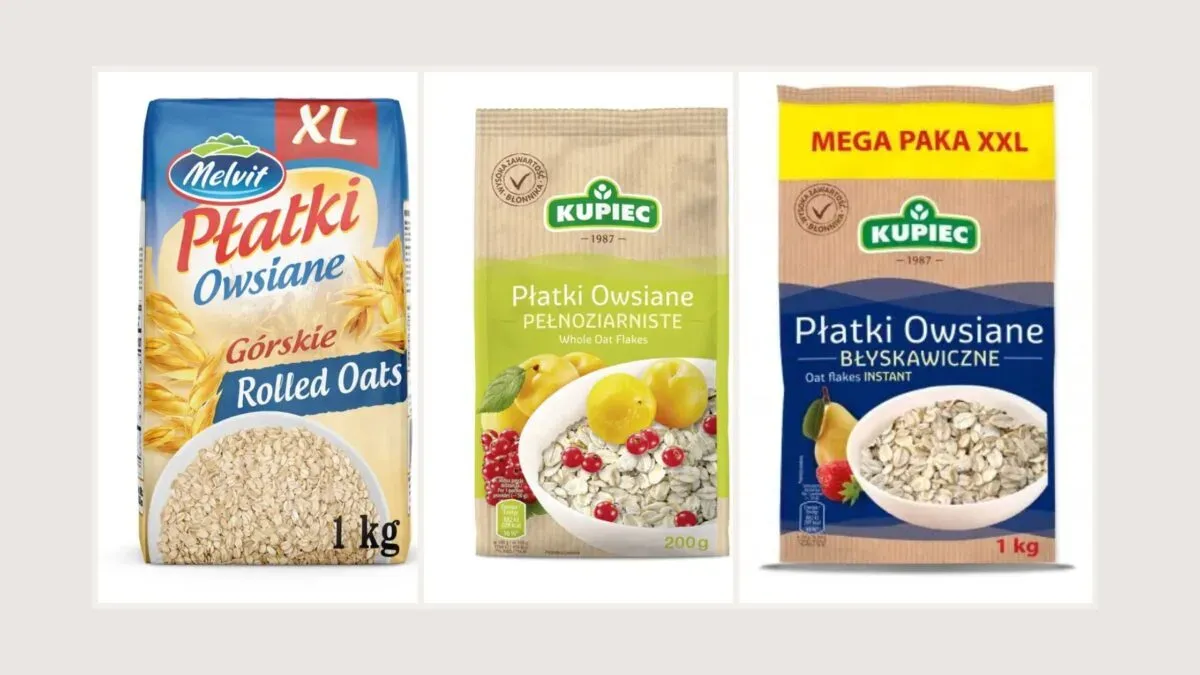 Różne rodzaje płatków owsianych