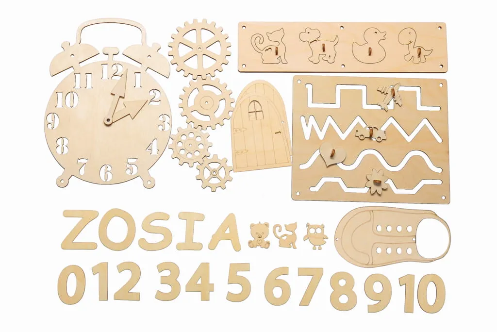 elementy do tablicy sensorycznej dla dzieci