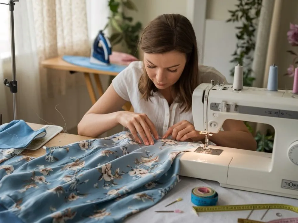 narzędzia krawieckie do przer&oacute;bek, maszyna do szycia i kliny