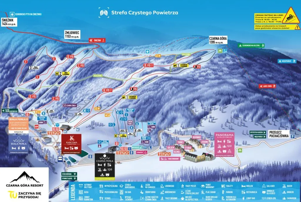 Czarna Góra Resort trasy narciarskie lato bike park