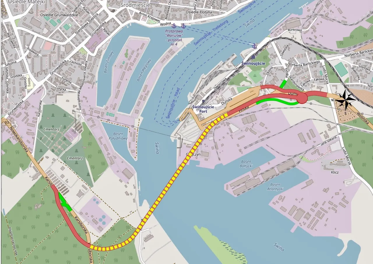 Świnoujście mapa wysp