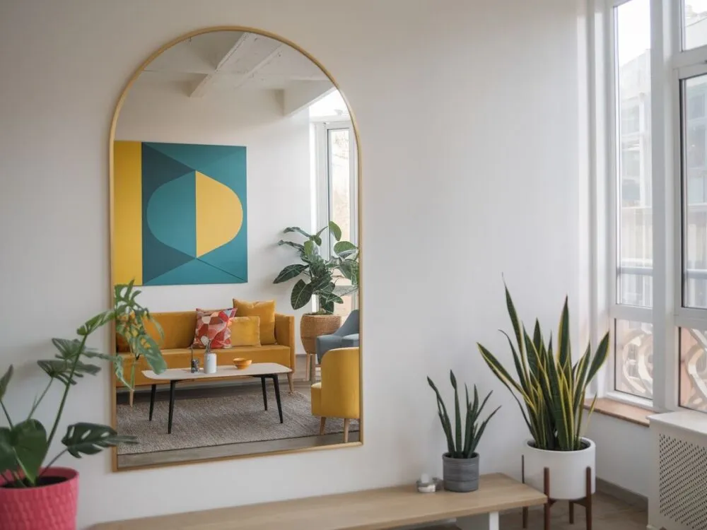 salon z lustrem optycznie powiększającym