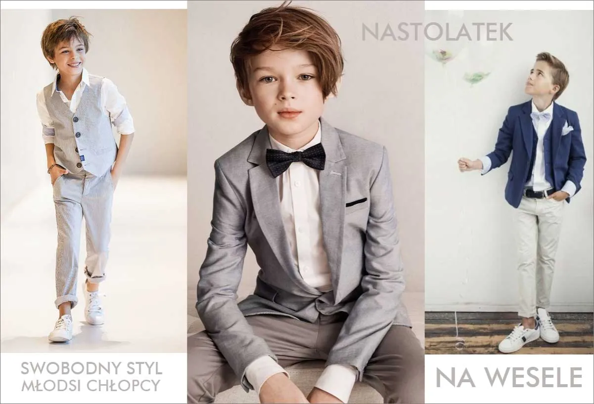 Stylizacje weselne dla 13-latka chłopca smart casual