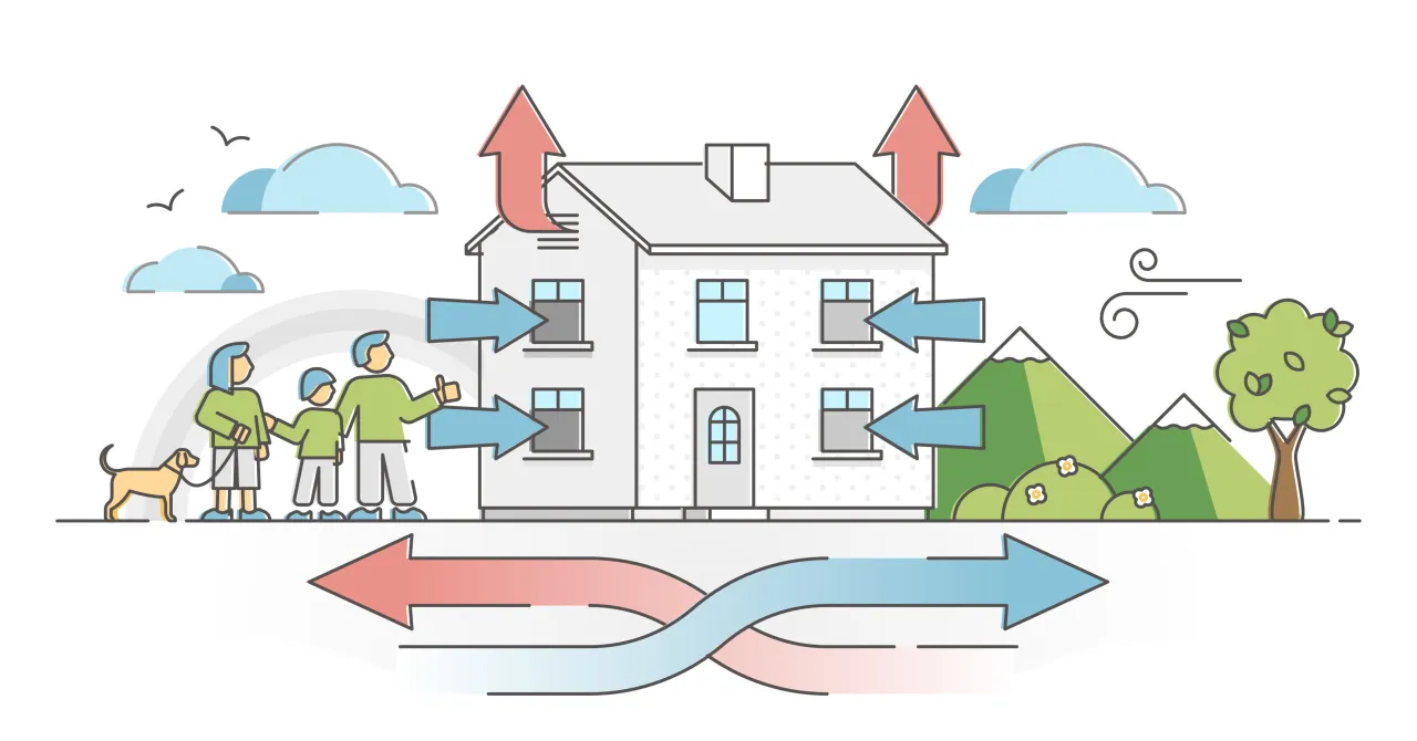 ciąg wsteczny wentylacja grawitacyjna schemat