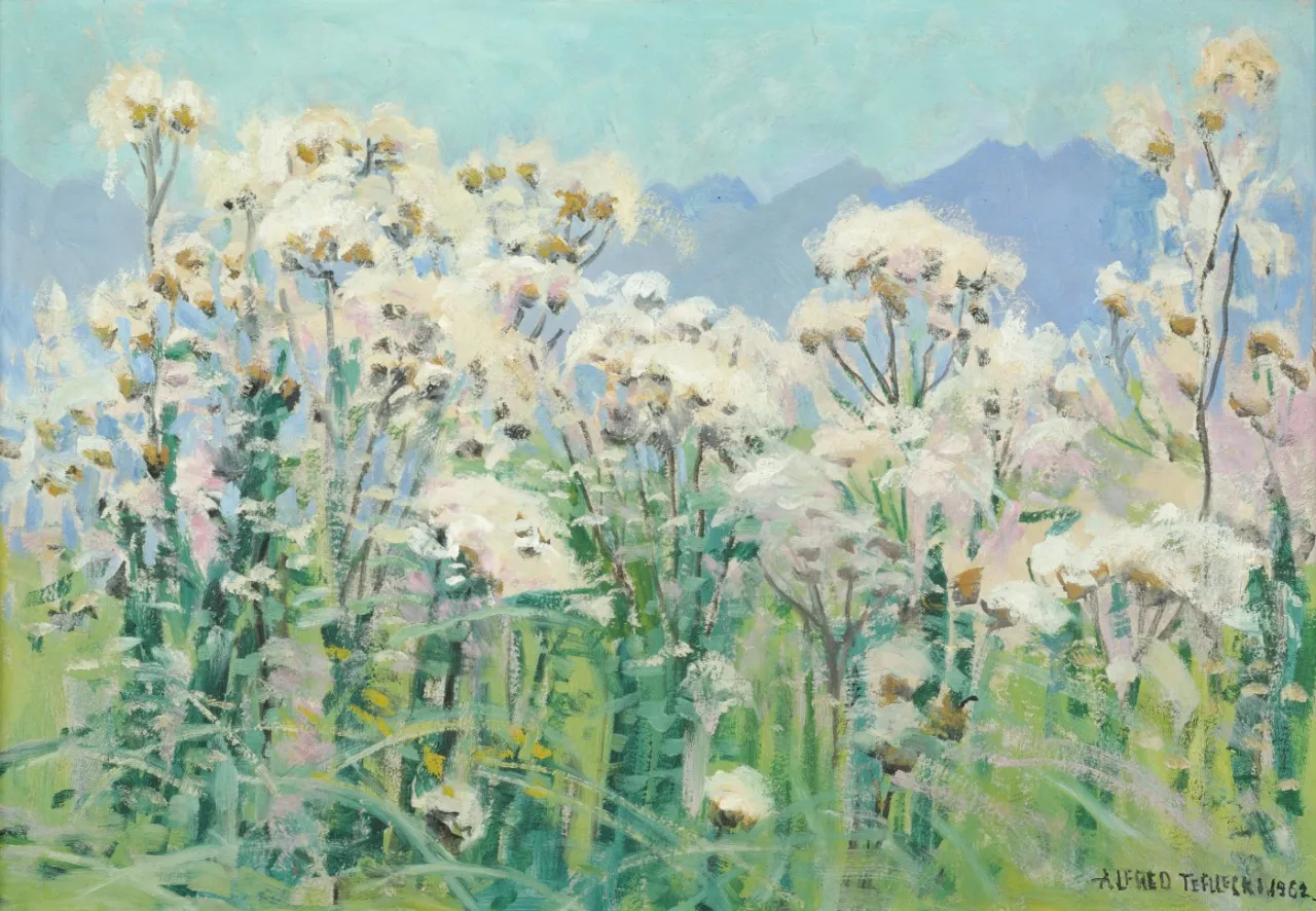 Kwitnące osty na polskiej łące