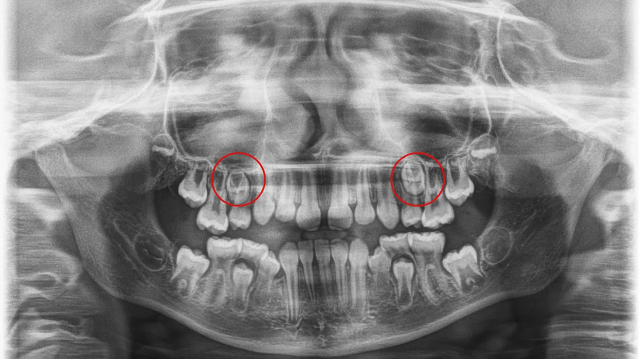 Resorpcja korzeni zęb&oacute;w zdjęcie rentgenowskie