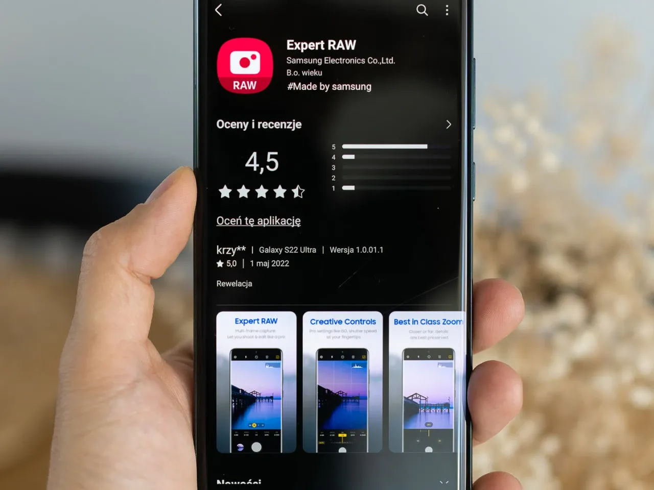 Aplikacja Expert RAW na Samsung S22 jak ustawić aparat. Zobacz recenzje i oceny.