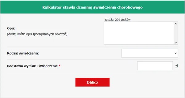 kalkulator zasiłku chorobowego ZUS