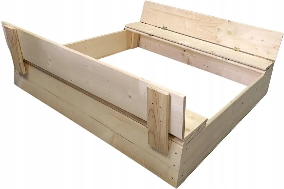 drewniana piaskownica zamykana ławki