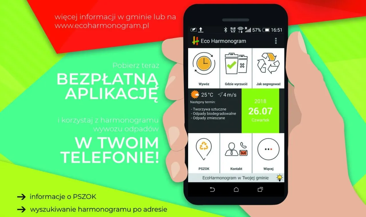 Aplikacja do harmonogramu wywozu śmieci na ekranie smartfona