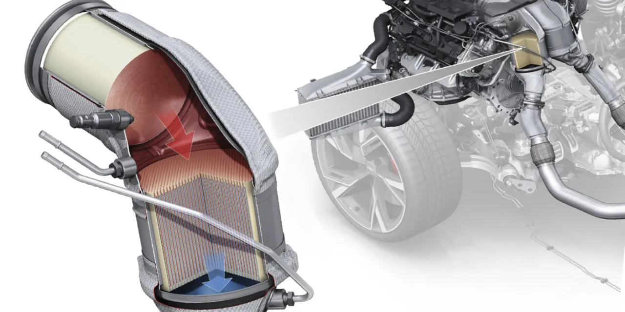 filtr GPF w układzie wydechowym samochodu benzynowego
