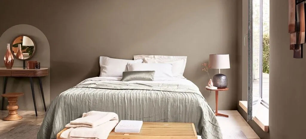 inspiracje kolorystyczne sypialnia barwy ziemi