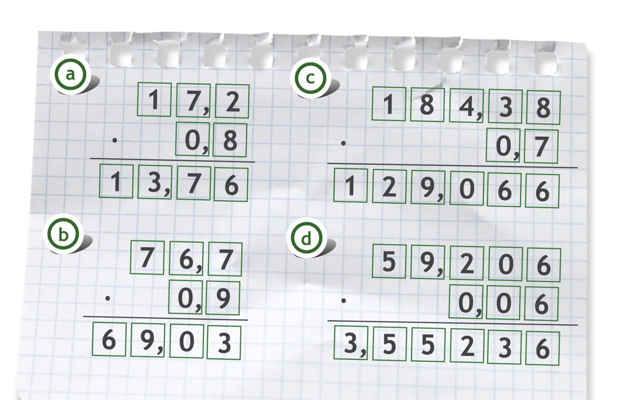 mnożenie ułamk&oacute;w dziesiętnych pisemnie przykład