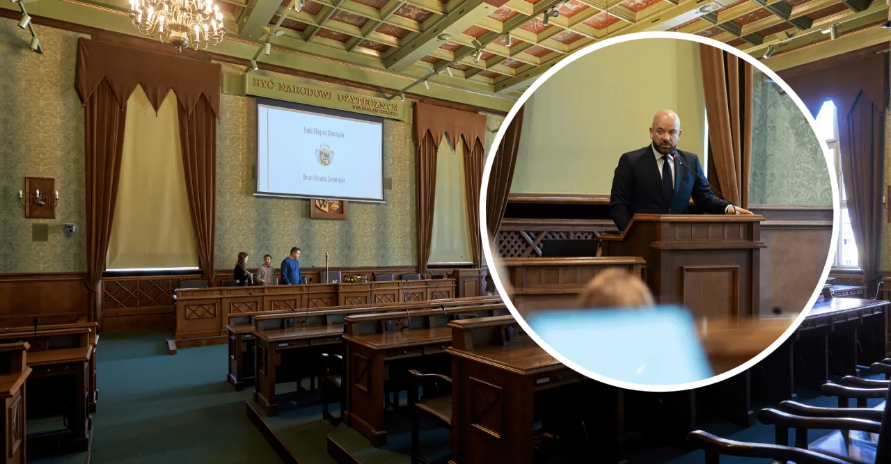 Rada Miejska Wrocławia podczas sesji lub budynek Urzędu Miejskiego Wrocławia