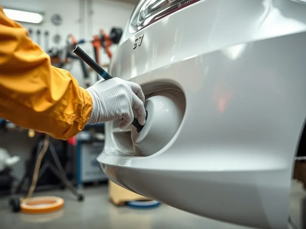 proces malowania zderzaka w warsztacie