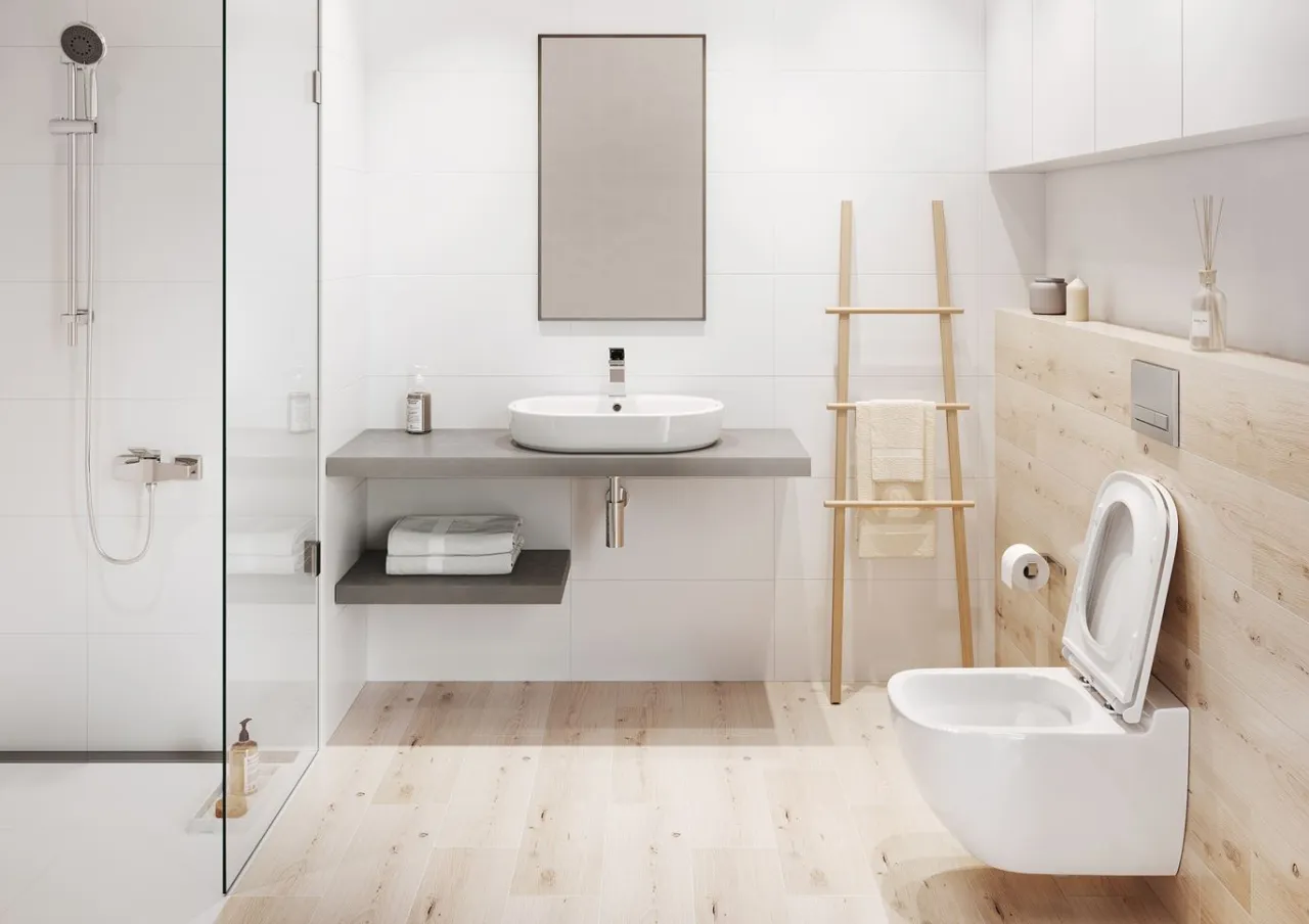 mała łazienka jasne kolory aranżacje