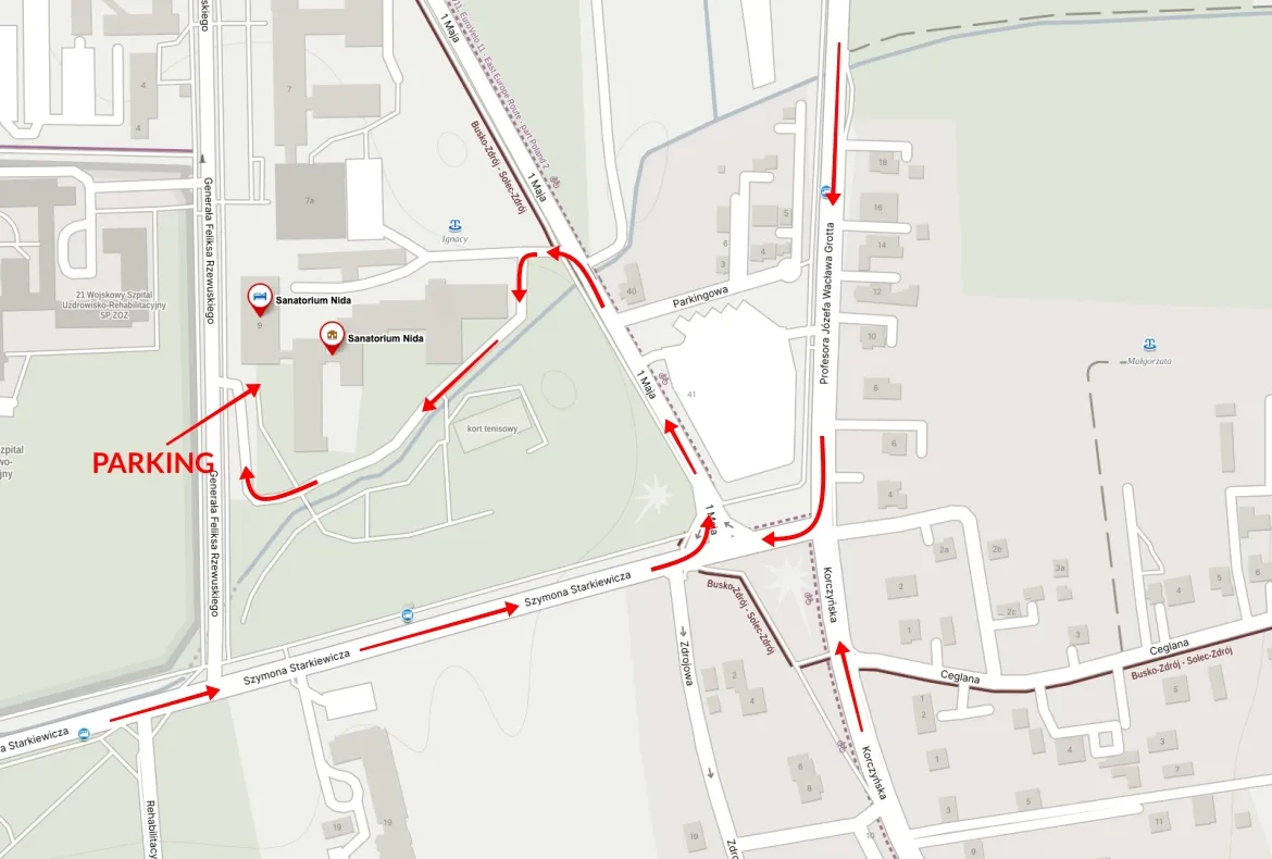 Sanatorium Nida-Zdrój dojazd wjazd Busko-Zdrój