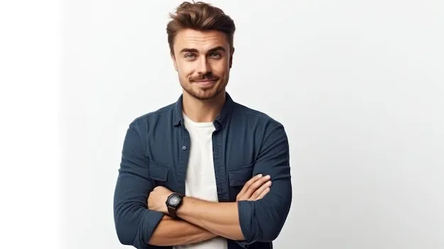 Mężczyzna pewny siebie uśmiechnięty