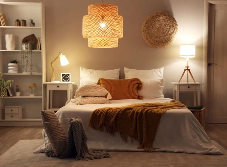 ciepłe oświetlenie sypialnia