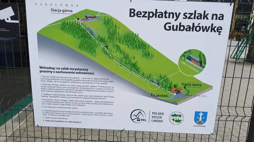 Mapa dojścia do kolejki na Gubał&oacute;wkę z Krup&oacute;wek