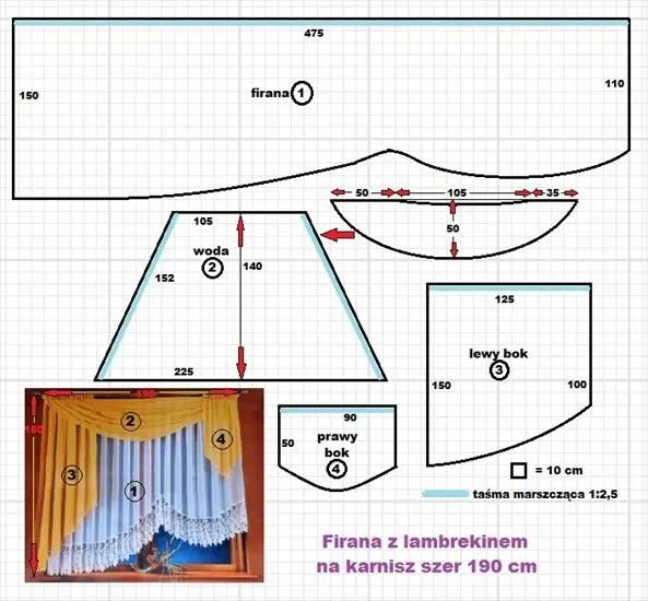 wykr&oacute;j firanki wachlarz szablon