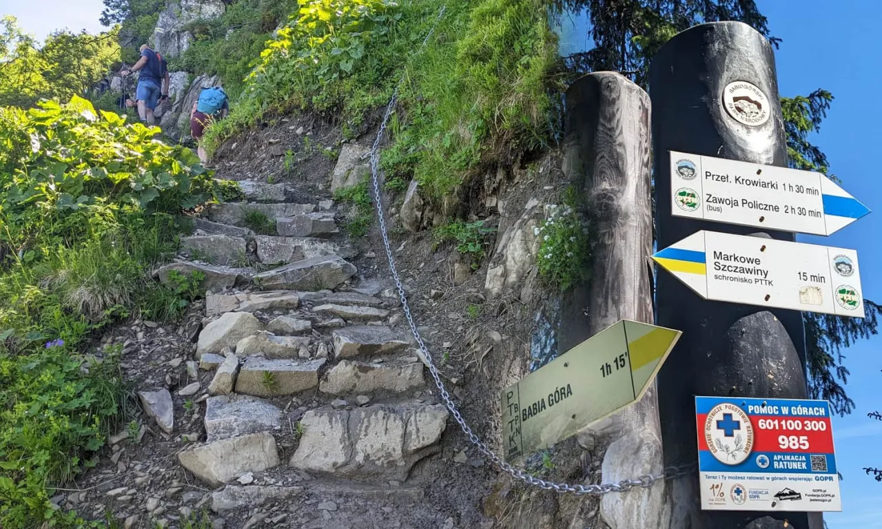 Perć Akademików łańcuchy Babia Góra