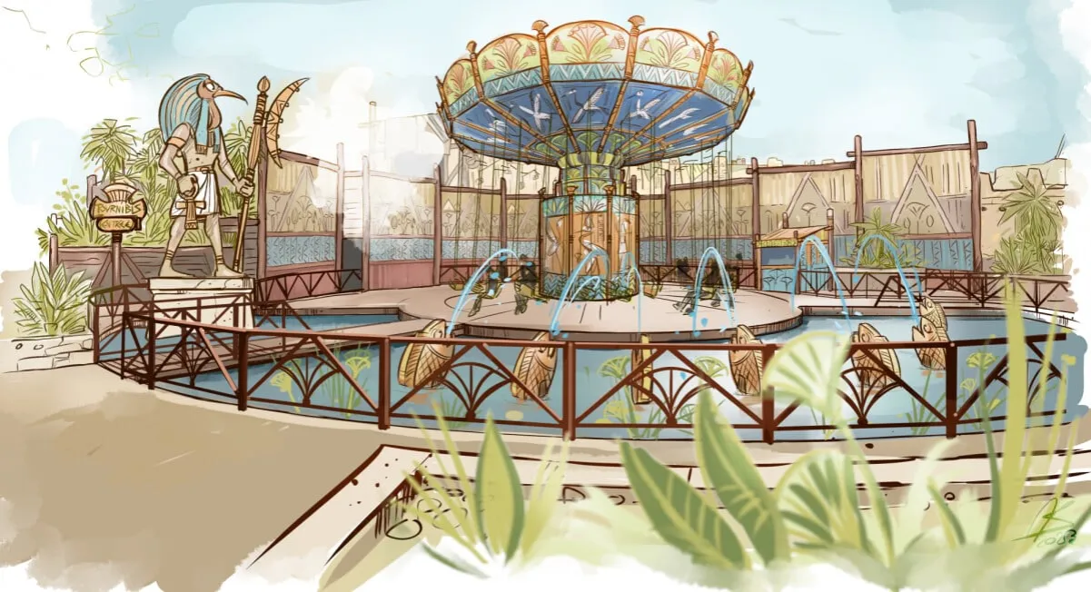 nouveauté parc d'attraction 2025 concept art