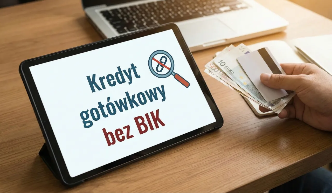 Szukasz szybkiego kredytu gotówkowego bez sprawdzania baz? Na tablecie widnieje napis