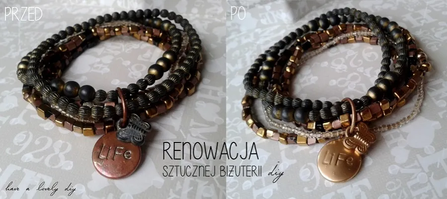 Sztuczna biżuteria przed i po renowacji