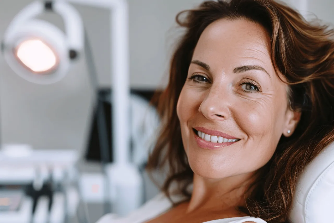 kobieta podczas zabiegu mezoterapii igłowej, profesjonalne zabiegi na twarz 40+