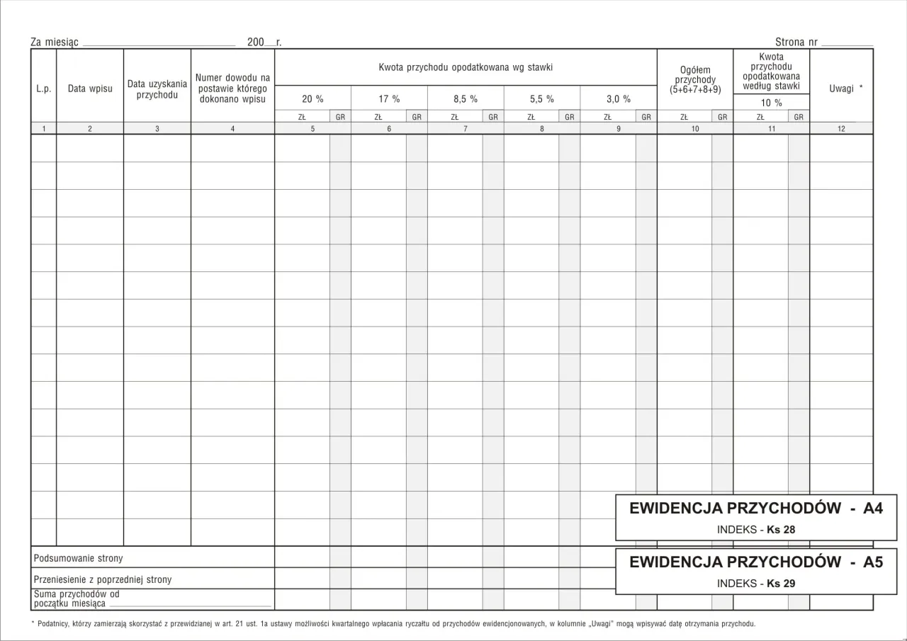 dokumenty księgowe biurko ewidencja przychod&oacute;w