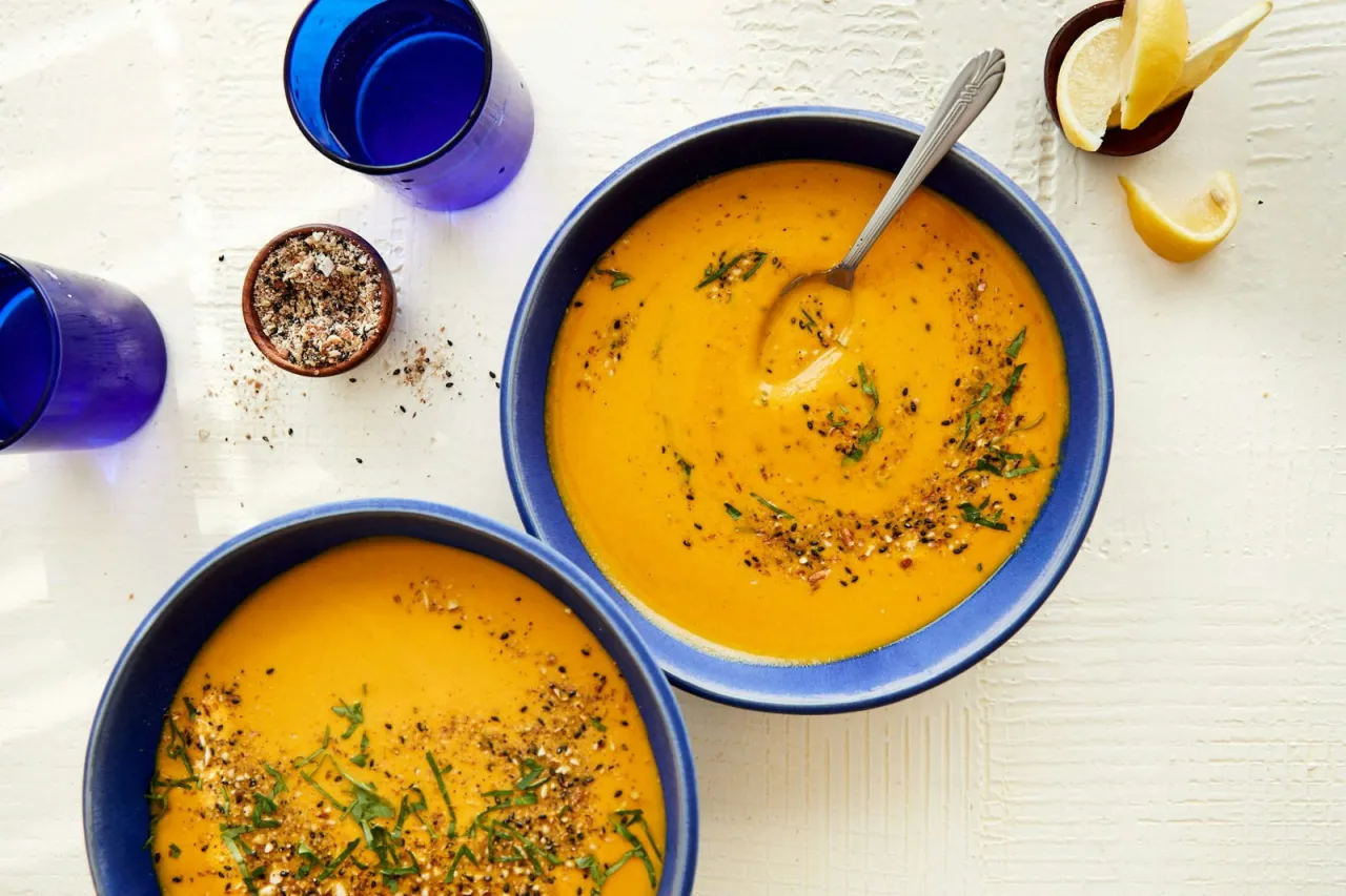 Ingrédients frais soupe carotte coco