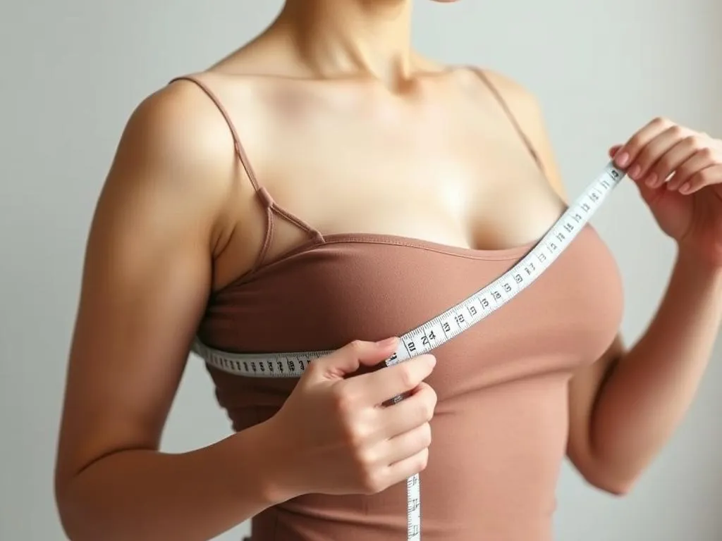 Kobieta mierząca biustonosz miarką krawiecką