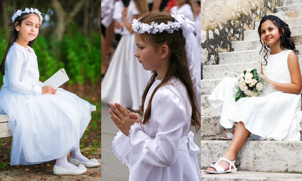 Stylizacje garnitur dla dziewczynki komunia wesele