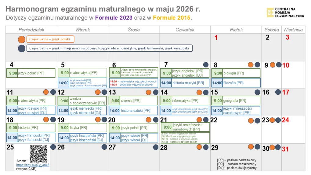 kalendarz egzaminów zawodowych CKE