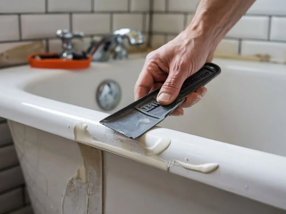 Usuwanie silikonu z wanny akrylowej bez zarysowań