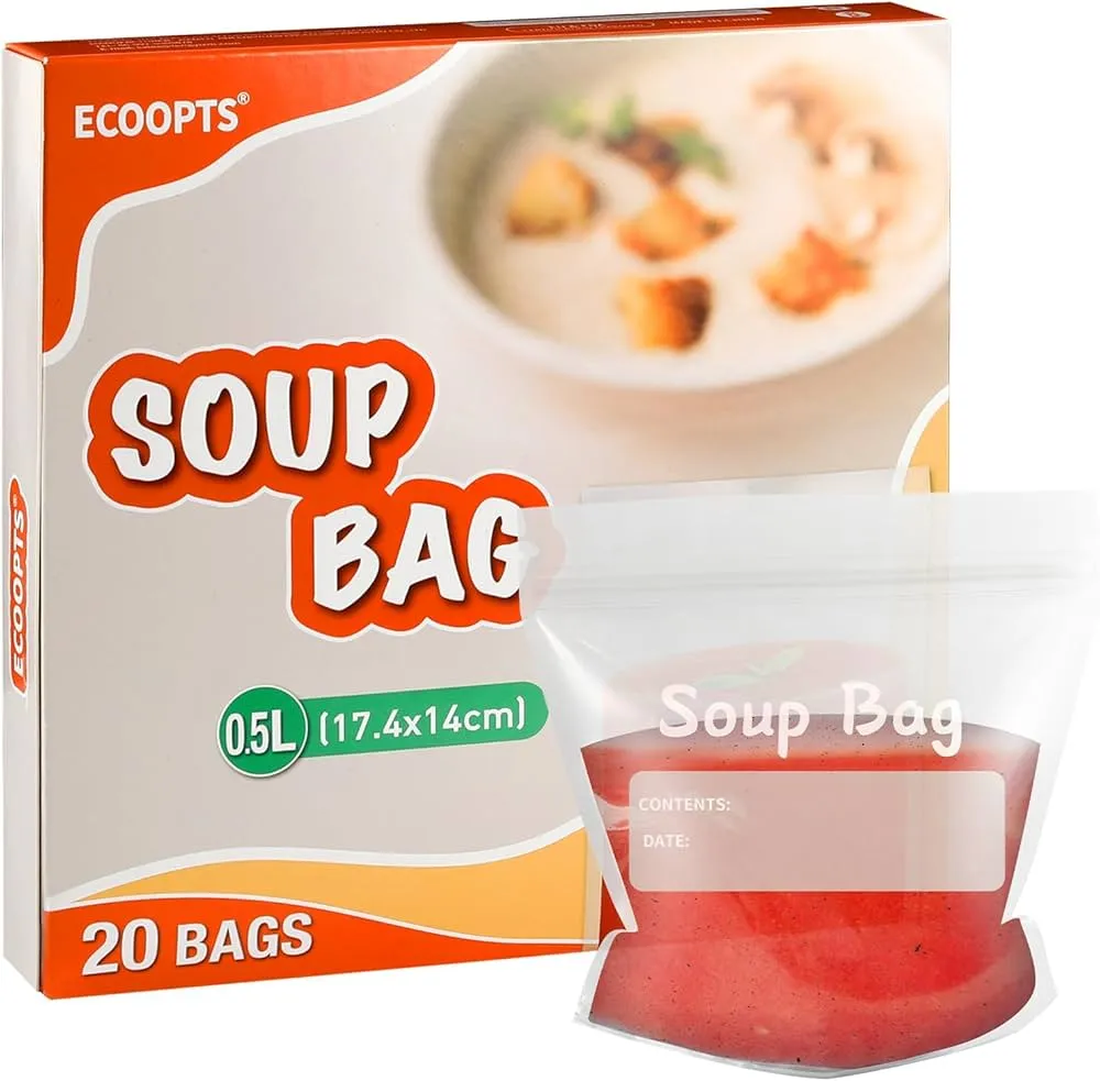 Pakowane próżniowo zupy w zamrażarce