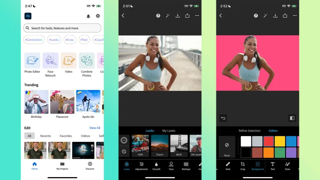 Adobe Photoshop Express mobile app interface