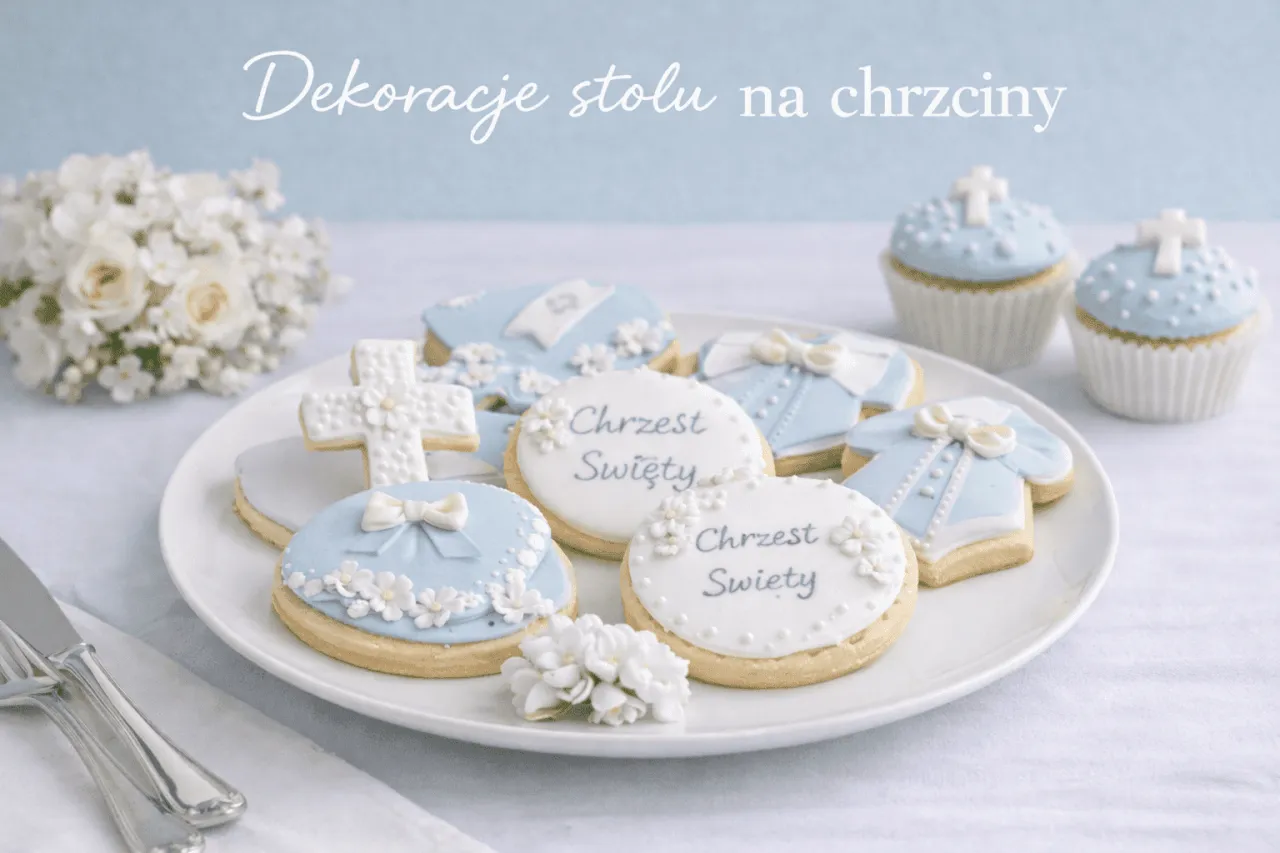 Stół z daniami na chrzciny, rosół, schabowy