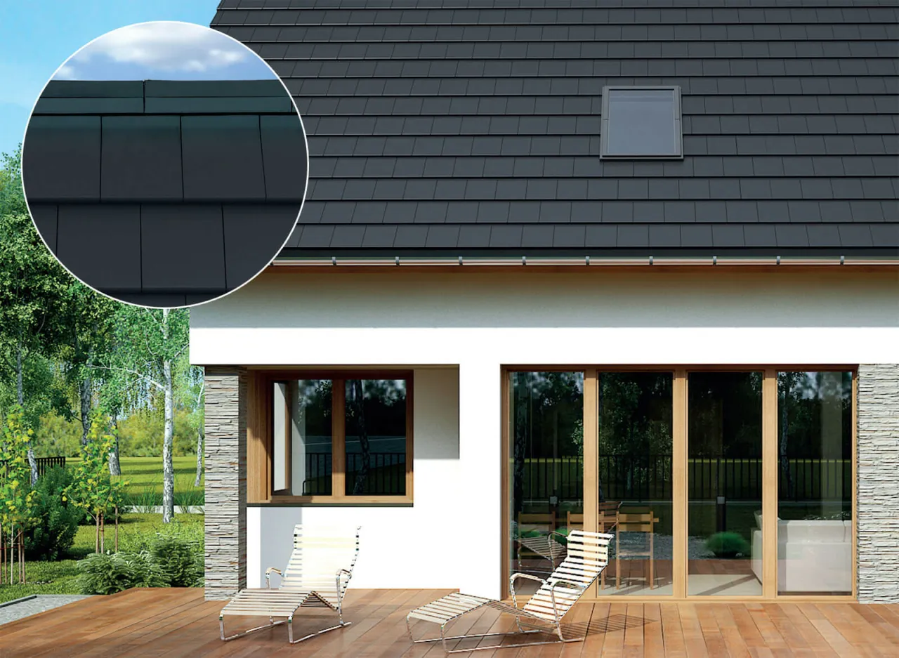 dachówka płaska antracyt fotowoltaika