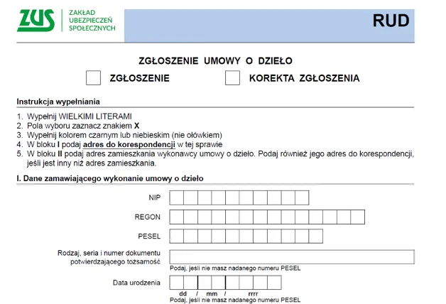 formularz RUD ZUS