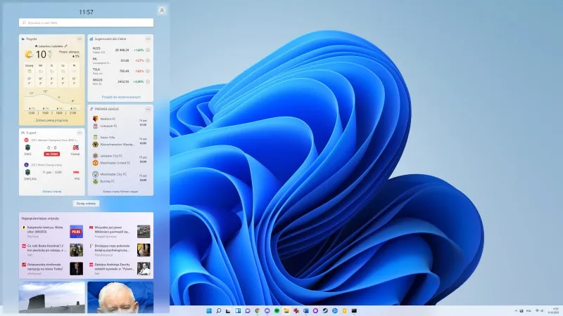 Widżety Windows 11 wiadomości i zainteresowania