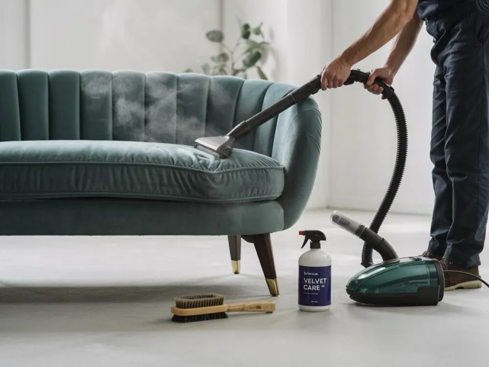 czyszczenie welurowej kanapy