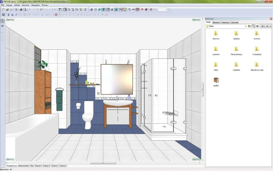 przykłady wizualizacji łazienek w darmowych programach